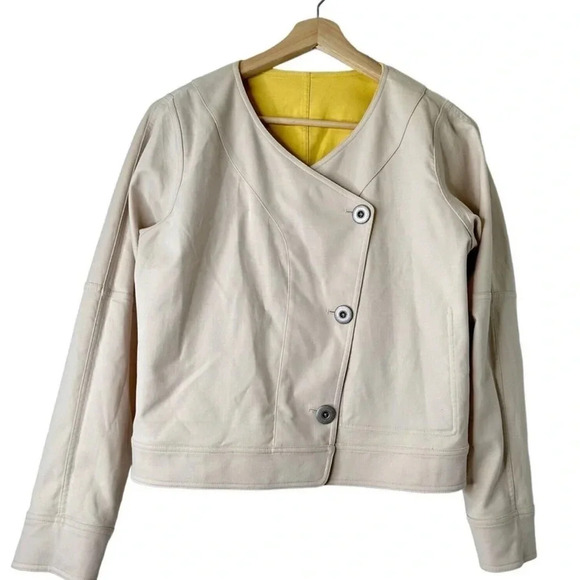 W by Worth Yellow & Beige Reversible Jacket Women’s Size L Large - Picture 9 of 9